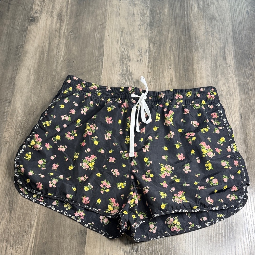 Aeropostale Black Floral Athletic Shorts